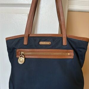 Michael Kors Dark Blue and Tan Tote Bag